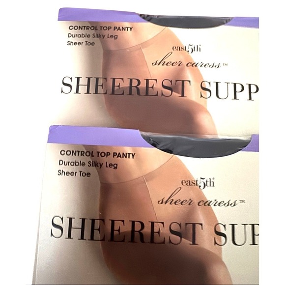 East 5th Accessories - NWT East5th Sheerest Support Control Top Pantyhose Off Black Average Two pairs